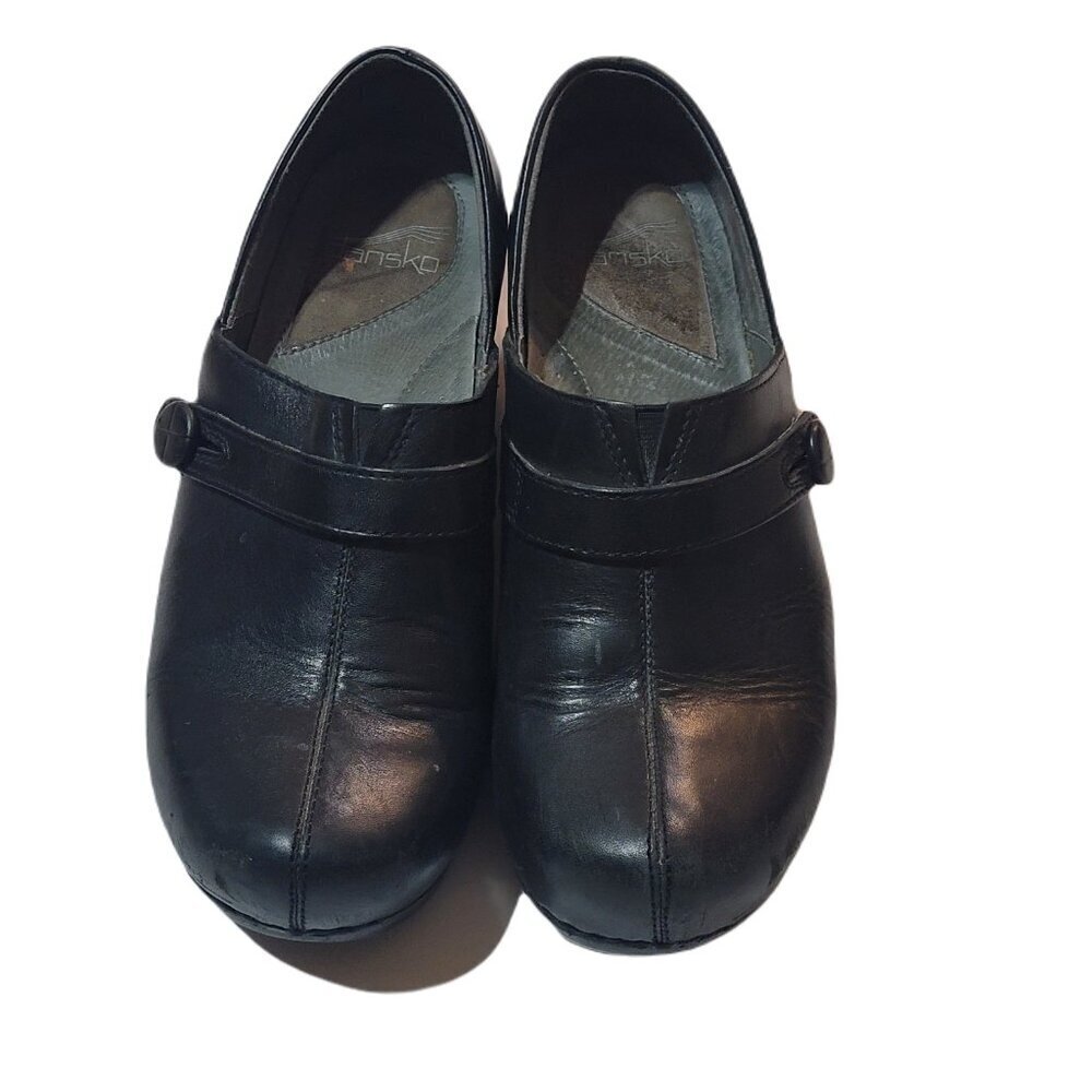 Dansko Black Leather Slip-On Clog Shoes – Size 38 (US 7.5-8) – Women’s
